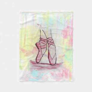 Cute Ballet shoes sketch Watercolor hand drawn Fleece Blanket