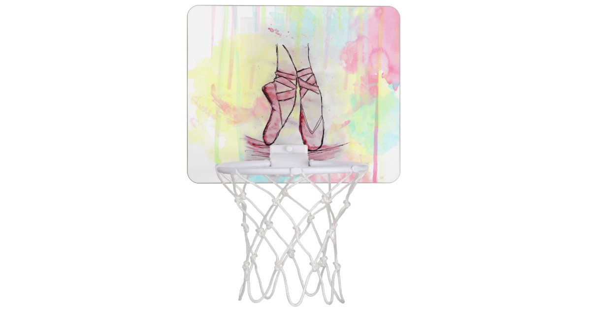 Cute Ballet Shoes Sketch Watercolor Hand Drawn Mini Basketball Hoop