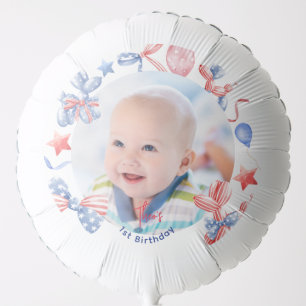 Cute Balloon 4th July 1st Birthday Photo Balloon