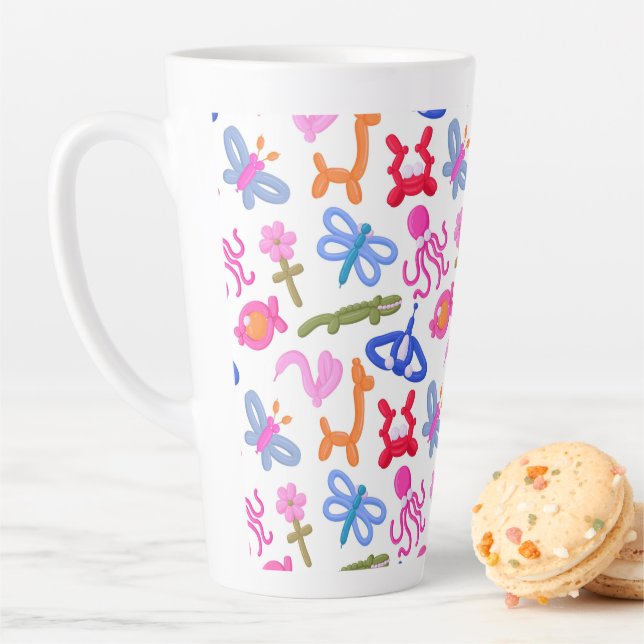 Cute Balloon Animals Colorful Kids Pattern Latte Mug (In Situ)