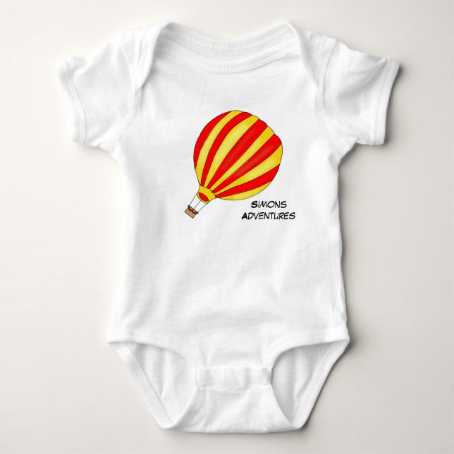 Cute Balloon Baby Adventure Gift Birth Date Kid Baby Bodysuit (Front)