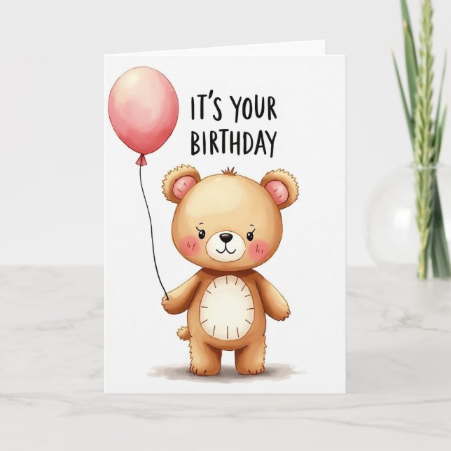 Cute Balloon Birthday Card (Front)