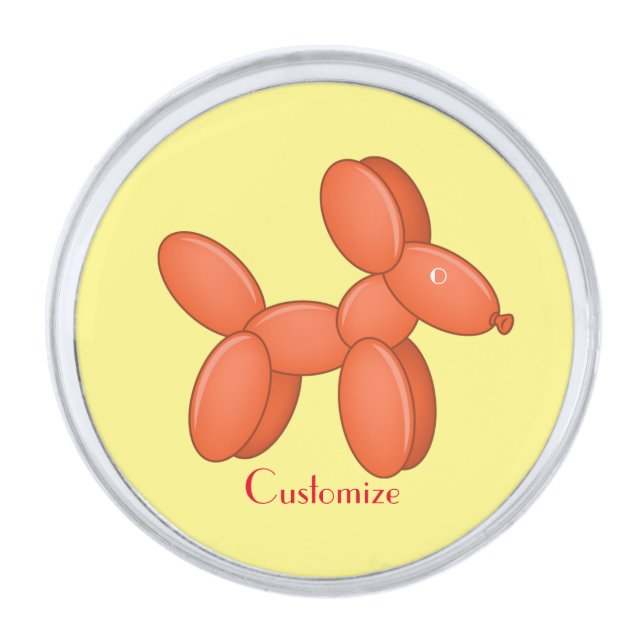 Cute Balloon Dog  Thunder_Cove Silver Finish Lapel Pin (Front)