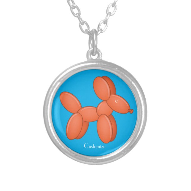 Cute Balloon Dog  Thunder_Cove Sugar Cookie Silver Plated Necklace (Front)