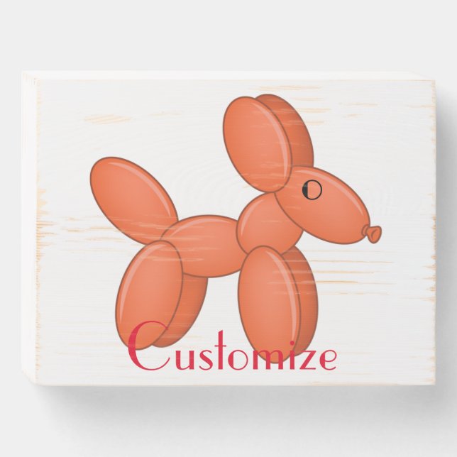 Cute Balloon Dog  Thunder_Cove Wooden Box Sign (Front Horizontal)
