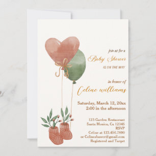 Cute balloon gender  neutral baby shower invitation