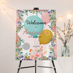 Cute Balloon gradient floral Welcome baby shower Foam Board