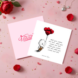 Cute balloon Teddy bear Budget valentines day Note Card