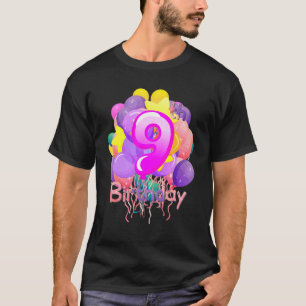 Cute Balloons 9th Years Nine Birthday Number Age T-Shirt