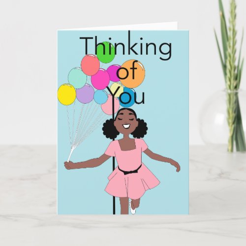 Cute Balloons and Girl Get Well Thank You Card