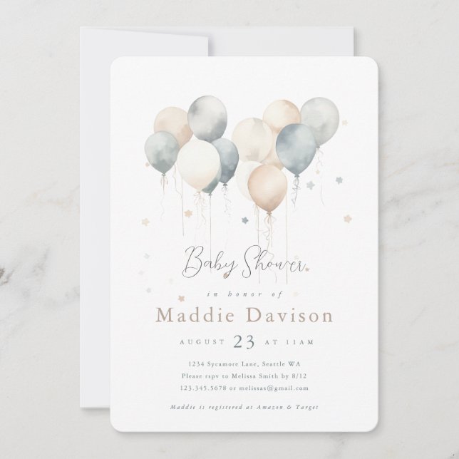 Cute Balloons Baby Shower Invitation (Front)
