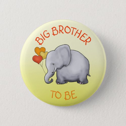 Cute Balloons Elephant Baby Shower Big Brother Button