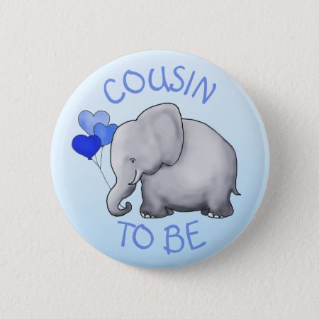 Cute Balloons Elephant Baby Shower Cousin-to-be Button