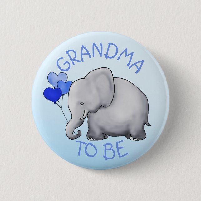 Cute Balloons Elephant Baby Shower Grandma-To-Be Pinback Button (Front)