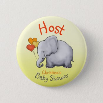 Cute Balloons Elephant Baby Shower Host Button by EleSil at Zazzle