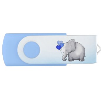 Cute Balloons Elephant Blue Baby Boy Shower Flash Drive by EleSil at Zazzle