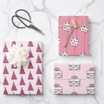 Cute Balloons, Hats & Presents Pink Kids Birthday