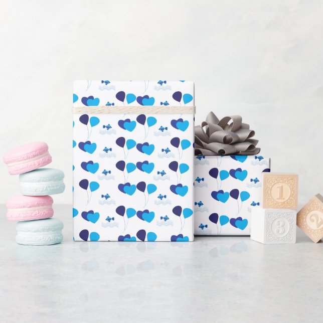 Cute Balloons Hearts Baby Shower Birthday Wrapping Paper (Baby Shower)