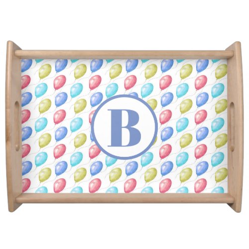 Cute Balloons Monogram Baby Nursery Bath  Serving Tray