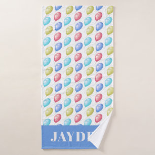 Cute Balloons Monogram Boy Baby Nursery Bath Towel