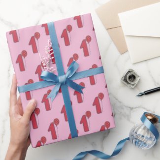 Cute Balloons - Pink & Red Kids 1st Birthday  Wrapping Paper