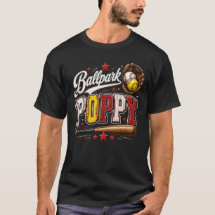 Cute Ballpark Poppy Softball Poppy Baseball Poppy T-Shirt
