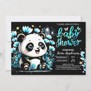 Cute Bamboo Panda Adventure Boy Baby Shower Invitation