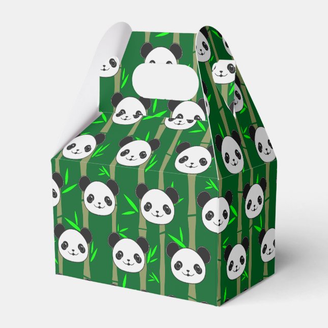 Cute Bamboo Panda Pattern Custom Favor Boxes (Front Side)