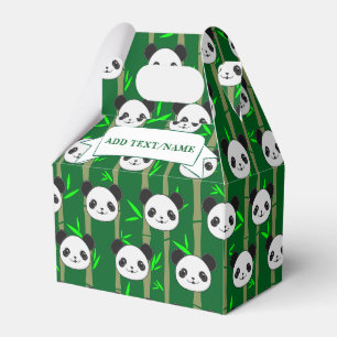 Cute Bamboo Panda Pattern Custom Name Favor Boxes