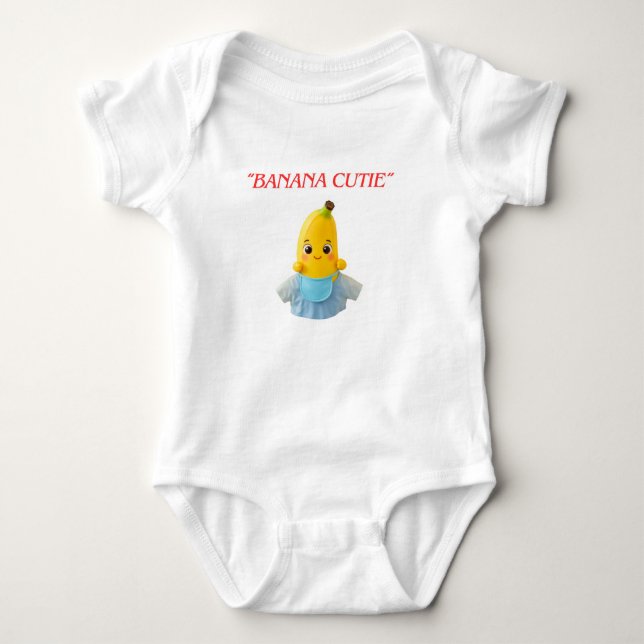 Cute Banana Baby – Adorable Cartoon Banana in Blue Baby Bodysuit (Front)
