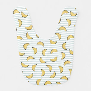 Cute Banana Baby Blue and White Stripes Bib