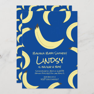 Cute Banana Blue Boy Baby Shower Invitation