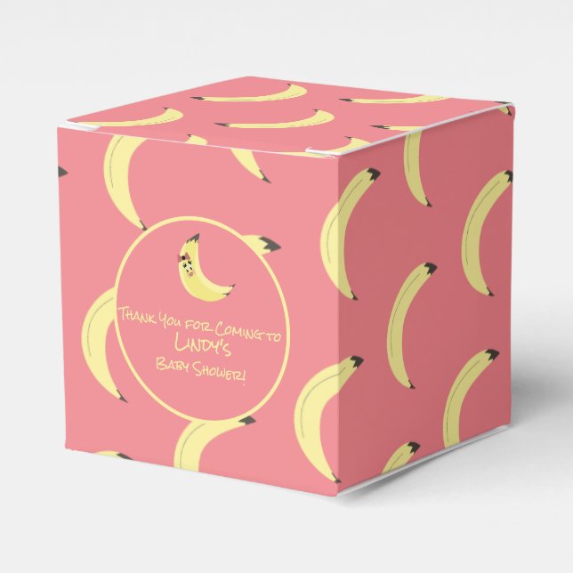 Cute Banana Bunch Girl Baby Shower Pattern   Favor Boxes (Front Side)