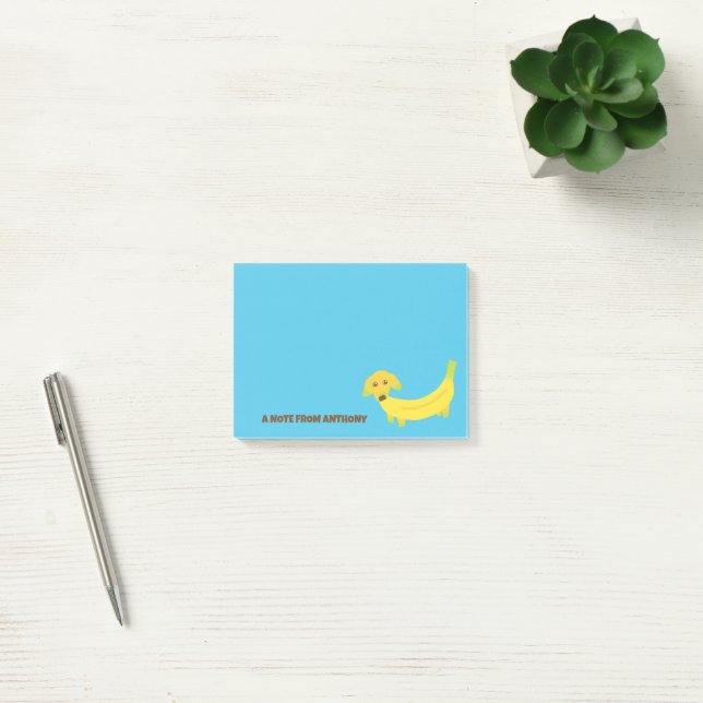 Cute Banana Dog Bright Blue Post-it Notes (Office)