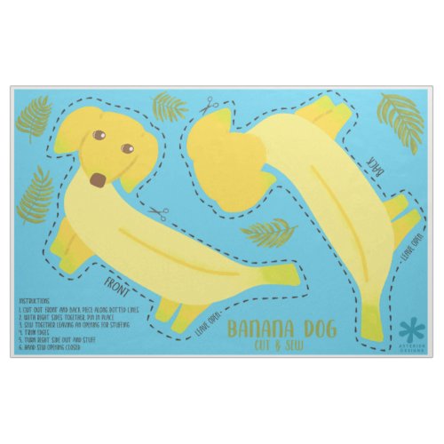 Cute Banana Dog Cut and Sew Plushie Fabric