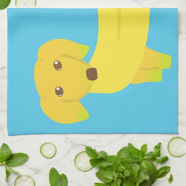 Cute Banana Dog Personalized Kitchen Towel (Folded)
