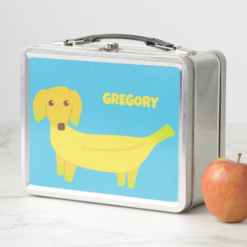 Cute Banana Dog Personalized Metal Lunch Box