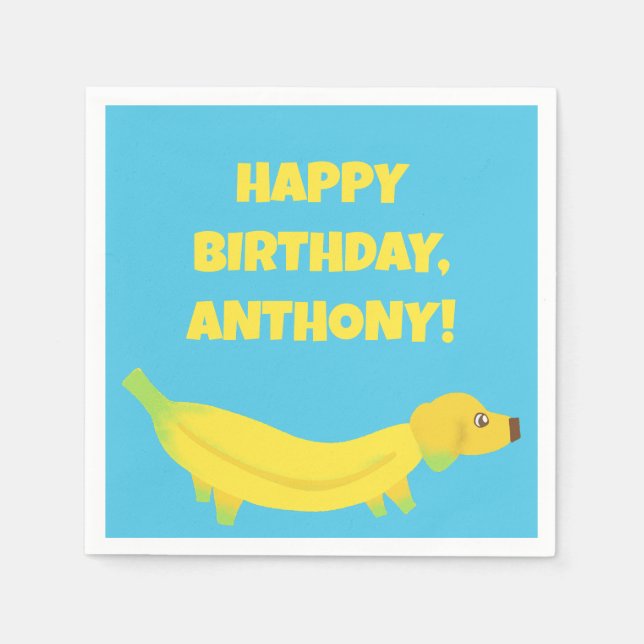 Cute Banana Dogs Custom Party Napkins (Front)