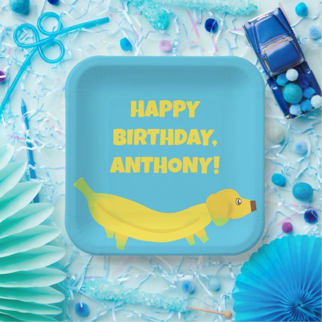 Cute Banana Dogs Custom Party Paper Plates (Party)
