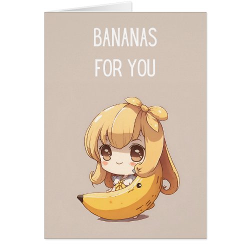 Cute Banana Girl Valentines Day Card