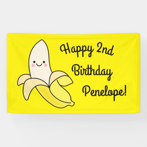 Cute Banana Kids Birthday Kawaii Banner