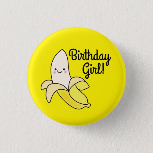 Cute Banana Kids Birthday Kawaii Button