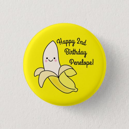 Cute Banana Kids Birthday Kawaii Button