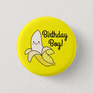 Cute Banana Kids Birthday Kawaii Button