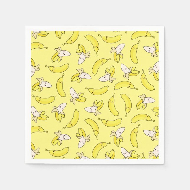 Cute Banana Kids Birthday Kawaii Napkins (Front)