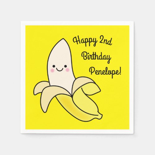 Cute Banana Kids Birthday Kawaii Napkins