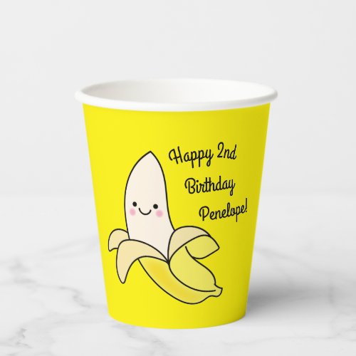 Cute Banana Kids Birthday Kawaii Paper Cups