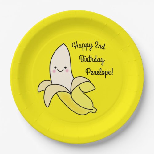 Cute Banana Kids Birthday Kawaii Paper Plates