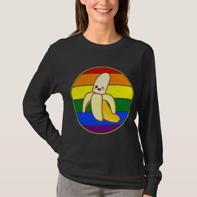 Cute Banana Lover LGBTQ Stuffn Rainbow Kawaii Love T-Shirt (Front)