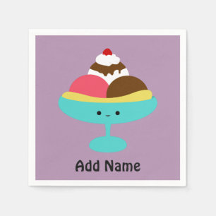 Cute Banana Split Paper Napkins